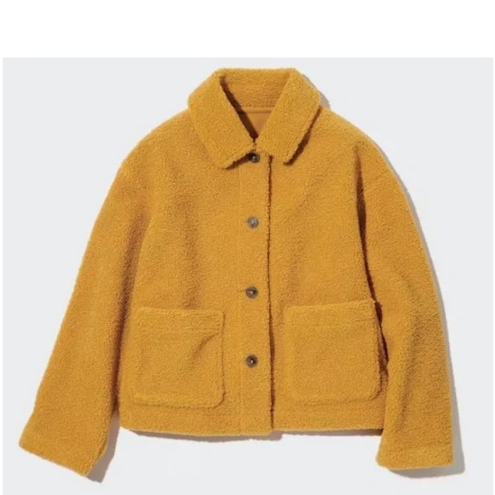 ISO Uniqlo Mustard Teddy Jacket, size LARGE